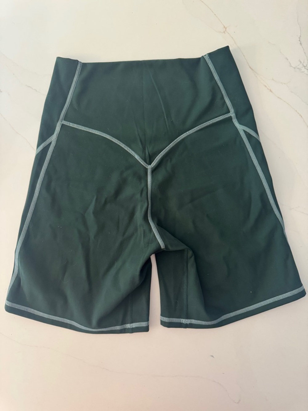 Aoxjox Dark Green Athletic Bike Shorts with light green Contrast Stitching New
